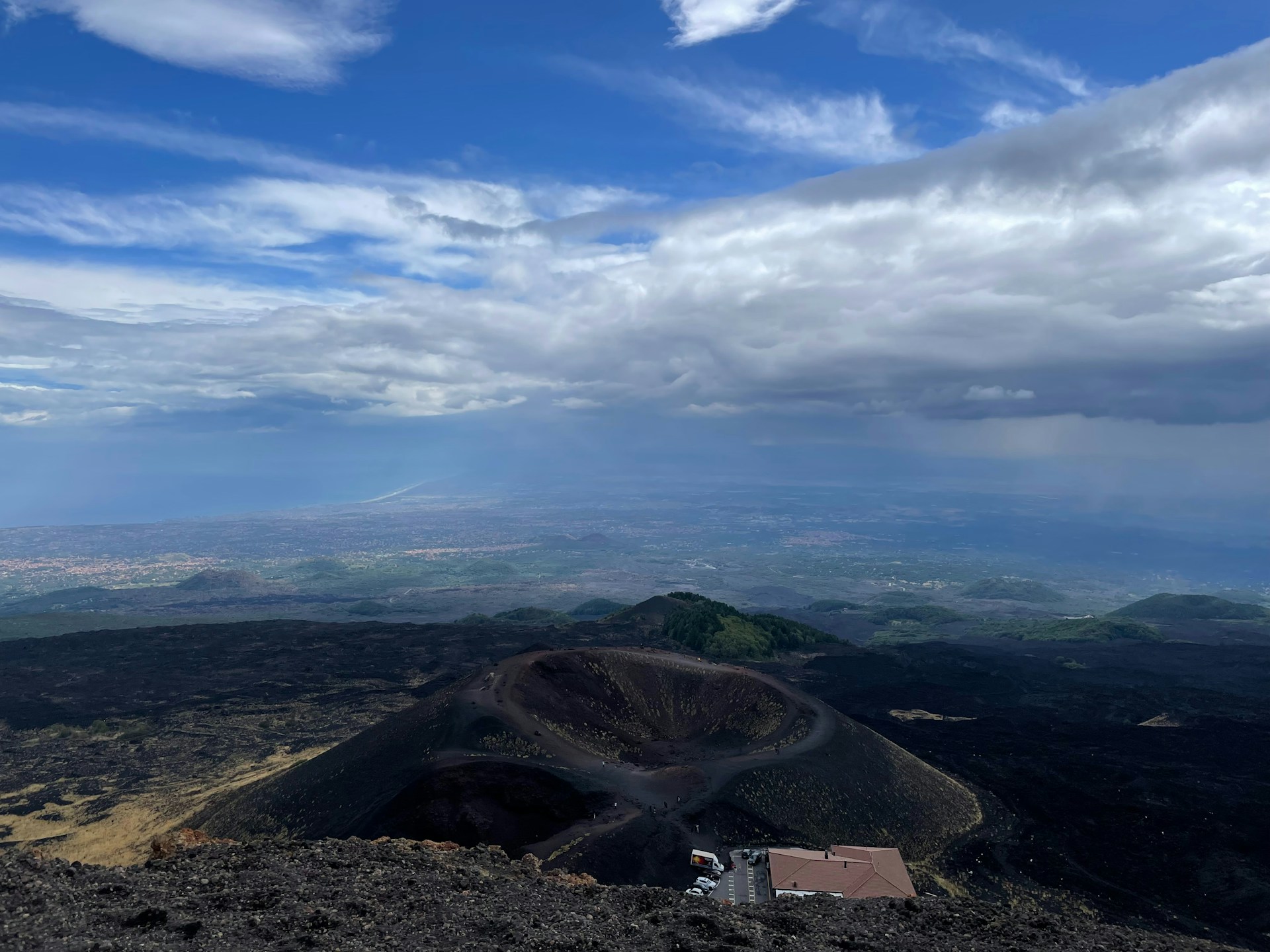 vue aérienne du cratère de l'Etna en Sicile avec paysage volcanique